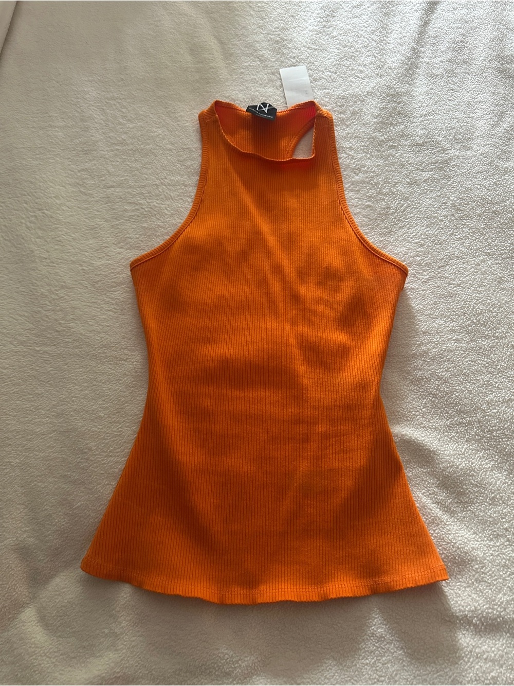 naked wardrobe Orange Ribbed Mock Neck Tank